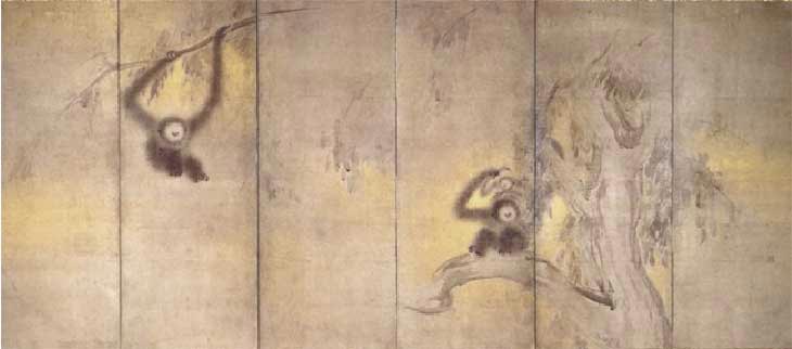 竹林猿猴図屏風 長谷川等伯